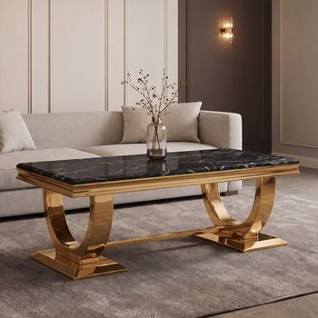 Glacier Coffee Table - Black Marble & Gold