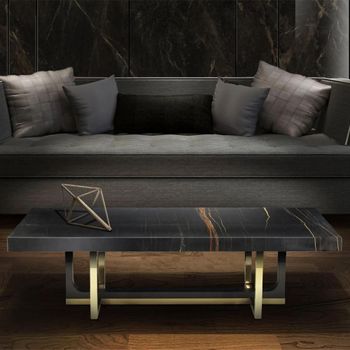 Harry Occasional Rectangle Table Marble with Metal Base - Sizes Available