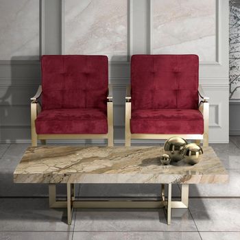 Horizon Occasional Rectangle Table Marble with Brass Base - Sizes Available