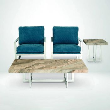 Horizon Occasional Rectangle Table Marble with Steel Base - Sizes Available