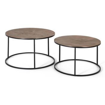 Set of 2 Ilboru Copper Round Coffee Table