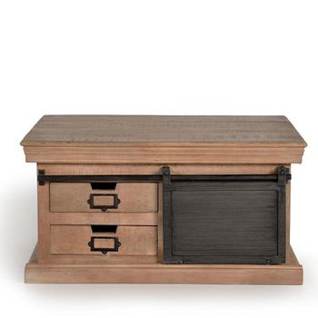Irondale Mango Wood Storage 1 Door 2 Drawer Square Coffee Table