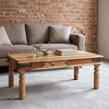 Jali Sheesham Wood Coffee Table with Spindle Legs