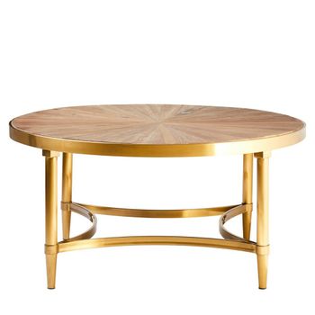 Jana Round Coffee Table with Wood with Gold Legs