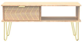 Jigsaw Oak 1 Drawer Coffee Table with Gold Hairpin Legs