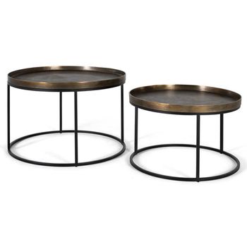 Set of 2 Juamoja Bronze Metal Round Coffee Table