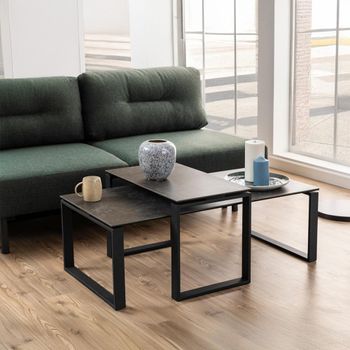 Set of 2 Katrine Black Ceramic Coffee Table
