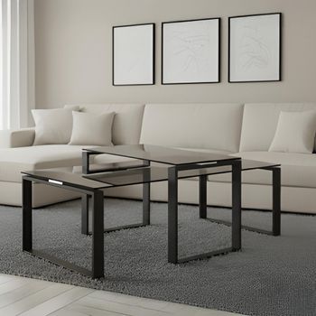 Set of 2 Katrine Smoked Glass Coffee Table