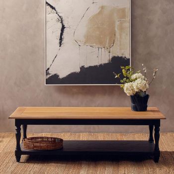 Kensington Townhouse Antique Oak and Black with Shelf Coffee Table