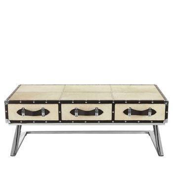 Kensington Townhouse Beige Faux Fur 3 Drawer Coffee Table