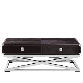 Kensington Townhouse Black Faux Fur 2 Drawer Coffee Table
