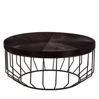 Kensington Townhouse Black Faux Fur Round Coffee Table