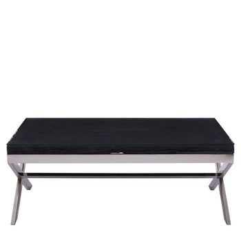 Kerala Black Glass with Silver Cross Base Coffee Table