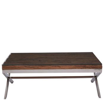 Kerala Clear Glass with Silver Cross Base Coffee Table