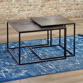 Set of 2 Kingalamila Grey Metal Coffee Table