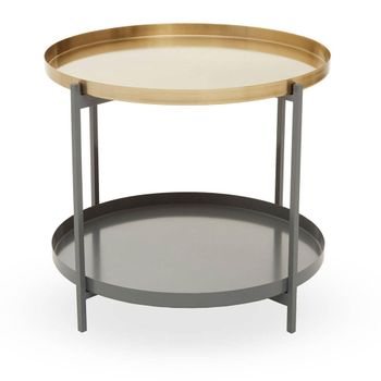 Korba Grey and Gold Metal Round Coffee Table