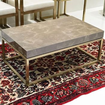 Kubo Occasional Rectangle Table Marble with Brass Base - Sizes Available