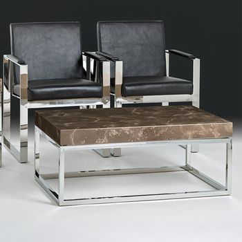 Kubo Occasional Rectangle Table Marble with Stainless Steel Base - Sizes Available