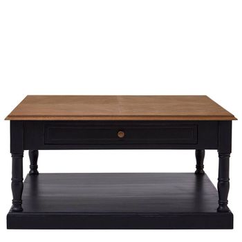 Loire Black and Oak 1 Drawer Square Coffee Table