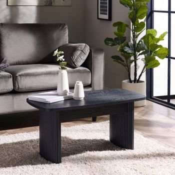 Louis Fluted Base Black 90cm Coffee Table