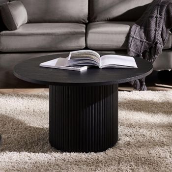 Louis Fluted Base Black Round Coffee Table