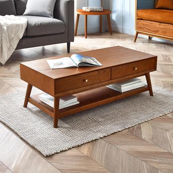 Lowry Retro Style Cherry Wood 4 Drawer 120cm Coffee Table