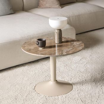 Malta Brown Ceramic Round Coffee Table