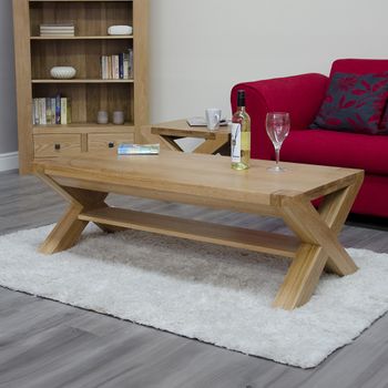 Trend Oak Large Coffee Table with X Legs