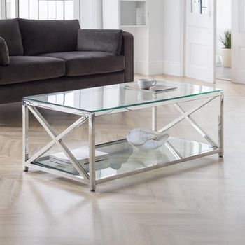 Miami Glass and Chrome 120cm Coffee Table