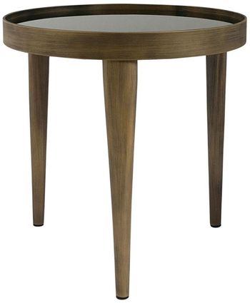 Reese Black Smoked Glass and Antique Bronze Small Round Coffee Table