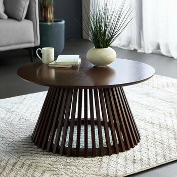 Ollie Slatted Base Dark Oak Round Coffee Table