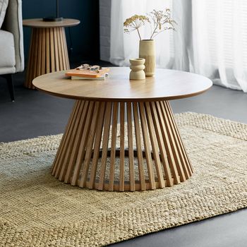 Ollie Slatted Base Natural Oak Round Coffee Table