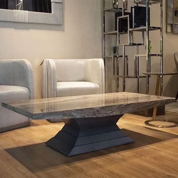 Opera Marble with Wooden Base Coffee Table - Sizes Available