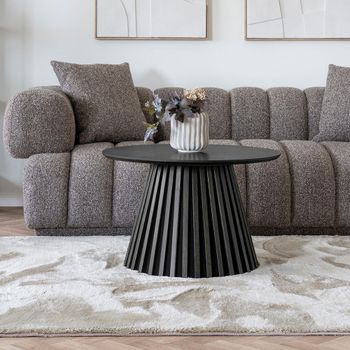 Osaka Slatted Base Black Round Coffee Table