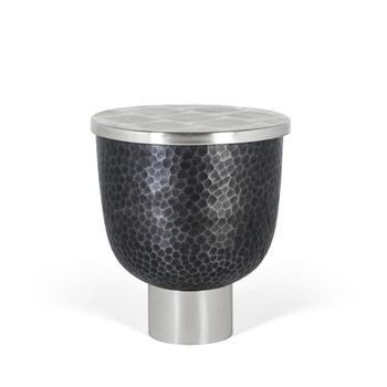 Palermo Dark Grey and Silver Aluminium Small Round Storage Coffee Table