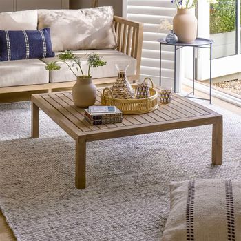 Porthallow Outdoor Natural Acacia Wood Square Coffee Table