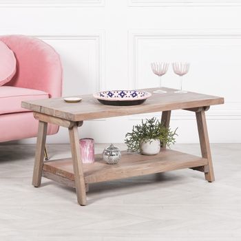 Rustic Acacia Wood Small Coffee Table