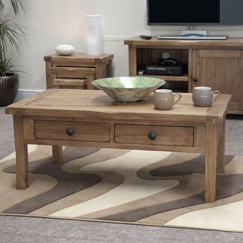 Rustic Oak Rutland 2 Drawer Coffee Table