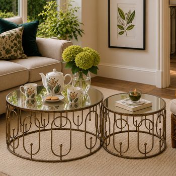 Set of 2 Estela Antique Gold Coffee Table