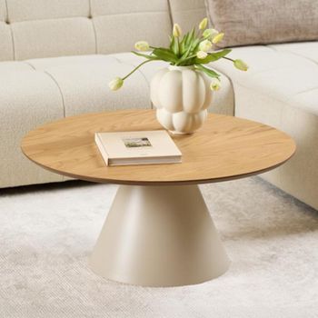 Soli Oak and Grey Metal Large Round Coffee Table