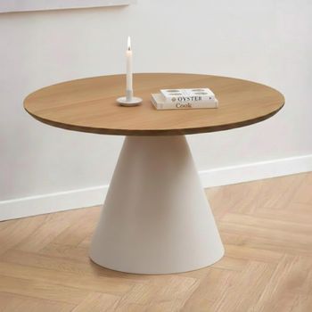 Soli Oak and Grey Metal Small Round Coffee Table