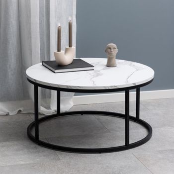 Spiro White Marble Effect Round Coffee Table