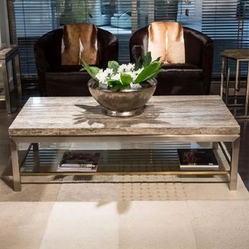 Stilo Occasional Rectangle Table Marble with Metal Base - Sizes Available