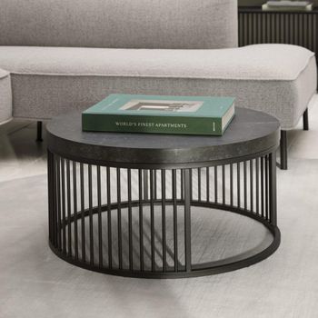 Strington Black Marble Effect Round Coffee Table