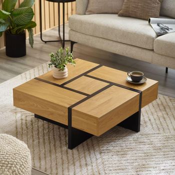 Tahoe Light Oak 4 Drawer Square Coffee Table