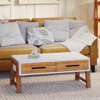 Trinity Reclaimed Wood and White 2 Drawer Coffee Table
