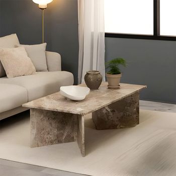 Vega Latte Brown Marble Coffee Table