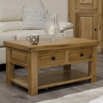 Deluxe Oak 2 Drawer Coffee Table