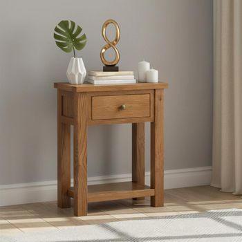 Original Rustic Oak 1 Drawer Console Table