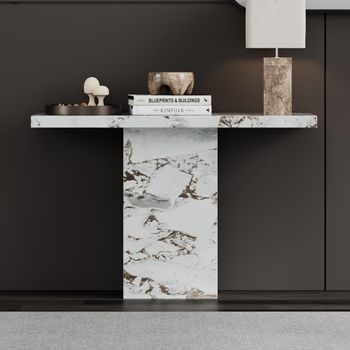 Clearance - Viola White Marble Rectangle Console Table